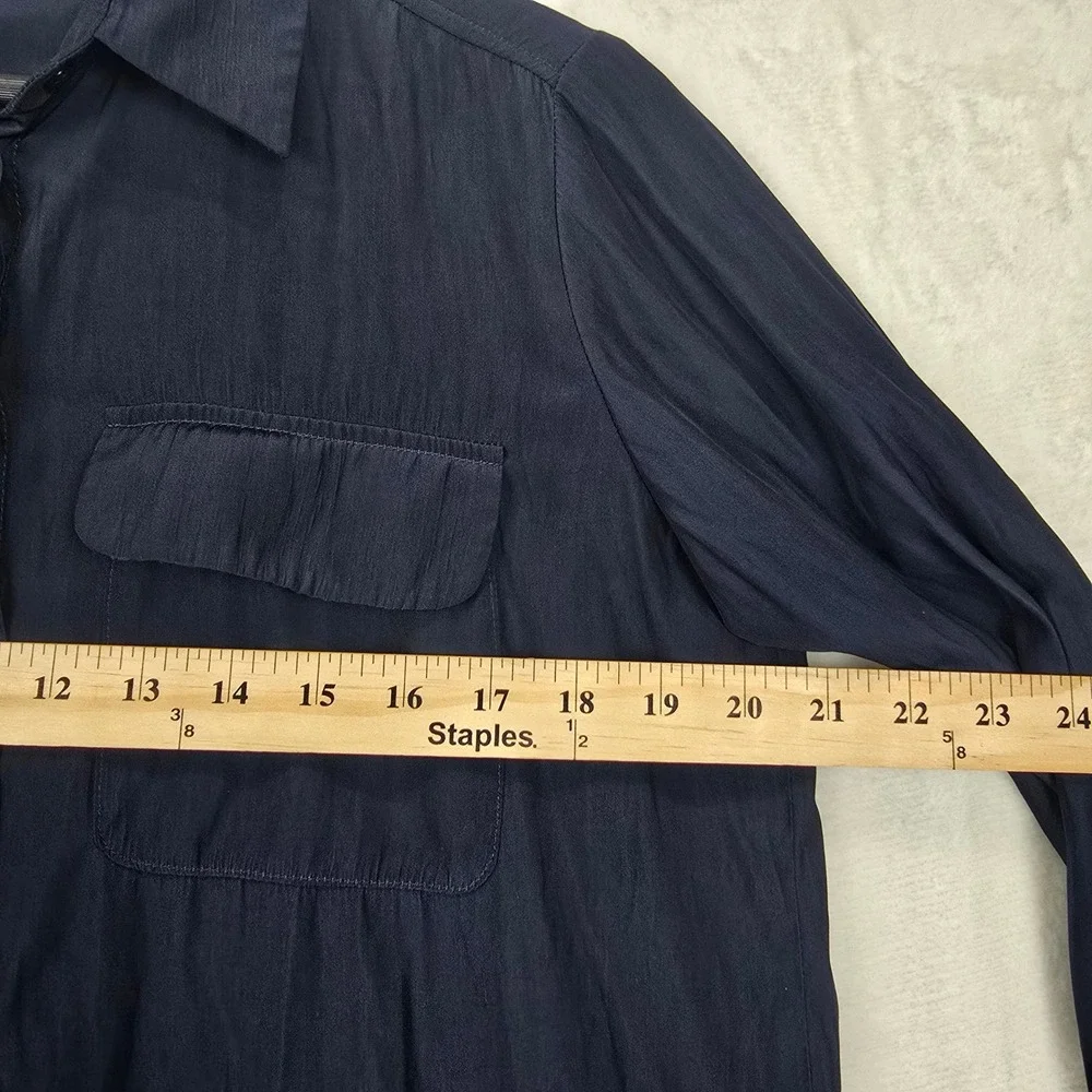 Mela Purdie Navy Blue Technical Polyester Utility Button Down Shirt Blouse XS - Picture 4 of 8